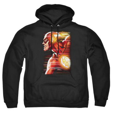 Black pullover hoodie with The Flash Speed Head graphic