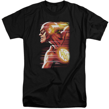 Black men's tall fit t-shirt with The Flash Speed Head graphic