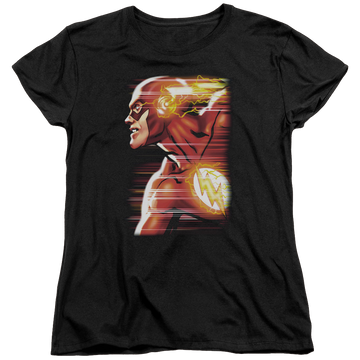 Black women's t-shirt with The Flash Speed Head graphic