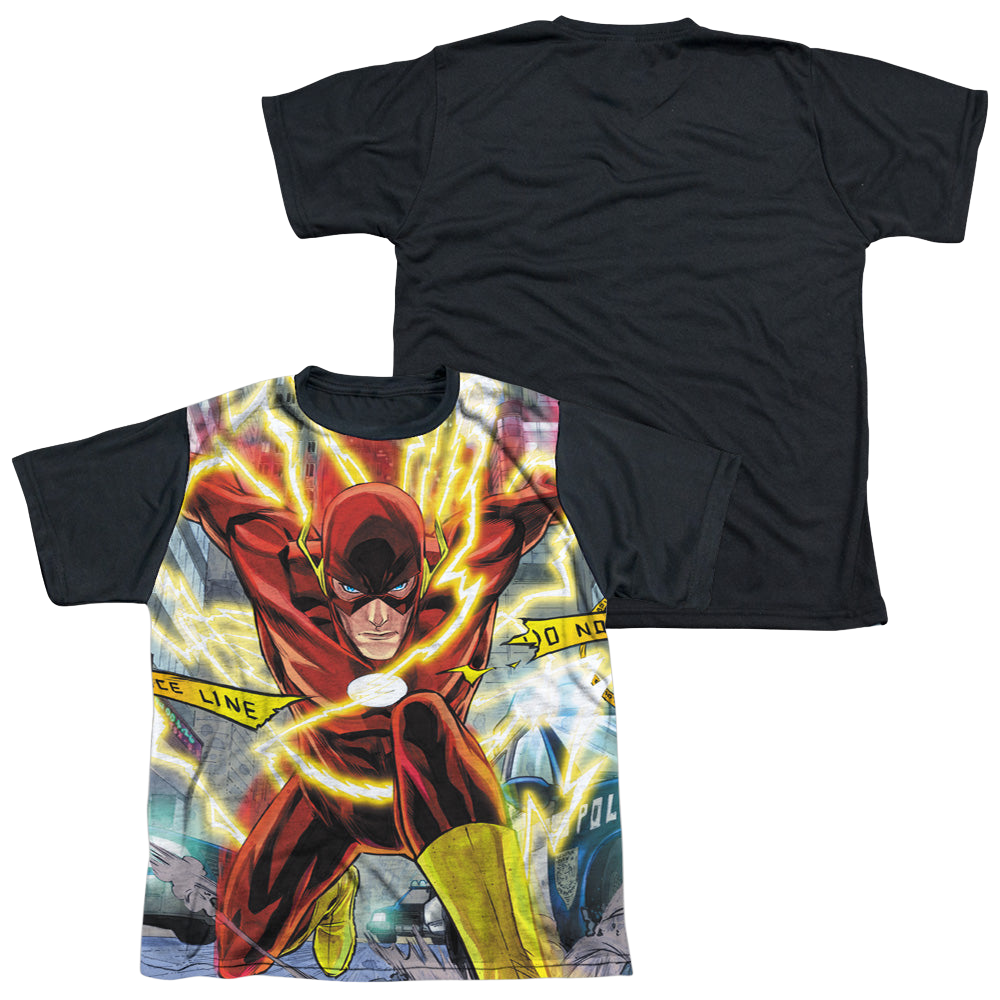 Justice League Police Line - Youth Black Back T-Shirt Youth Black Back T-Shirt (Ages 8-12) Justice League   