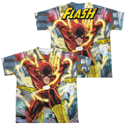 Justice League Police Line (Front/Back Print) - Youth All-Over Print T-Shirt Youth All-Over Print T-Shirt (Ages 8-12) Justice League   