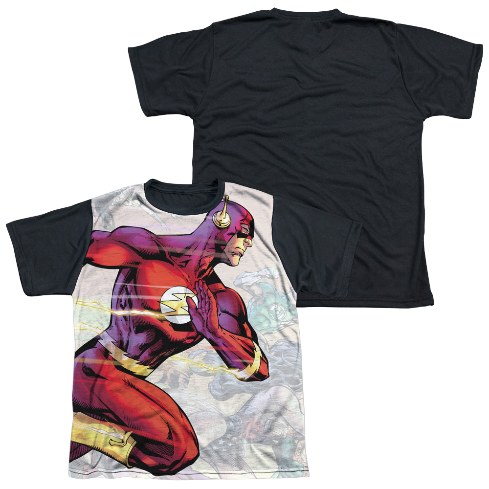 Justice League Taking The Lead - Youth Black Back T-Shirt Youth Black Back T-Shirt (Ages 8-12) Justice League   