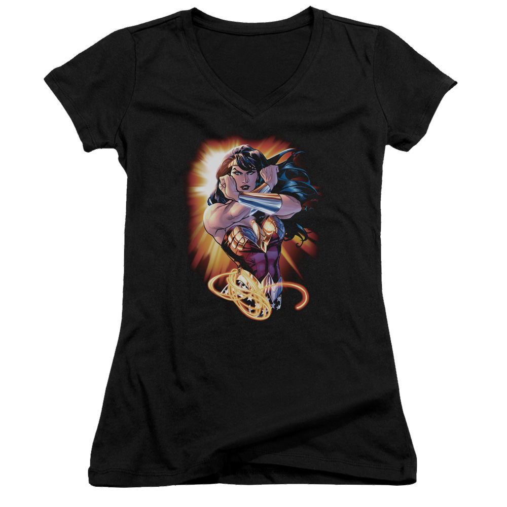Justice League Wonder Rays Juniors V-Neck T-Shirt Juniors V-Neck T-Shirt Wonder Woman   