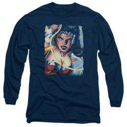 Justice League Scowl Men's Long Sleeve T-Shirt Men's Long Sleeve T-Shirt Wonder Woman   