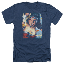 Justice League Scowl Men's Heather T-Shirt Men's Heather T-Shirt Wonder Woman   