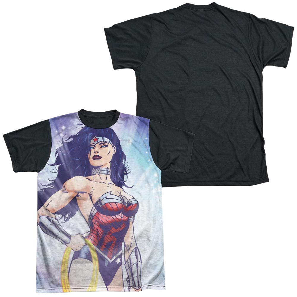 Justice League Warrior Goddess Men's Black Back T-Shirt Men's Black Back T-Shirt Wonder Woman   