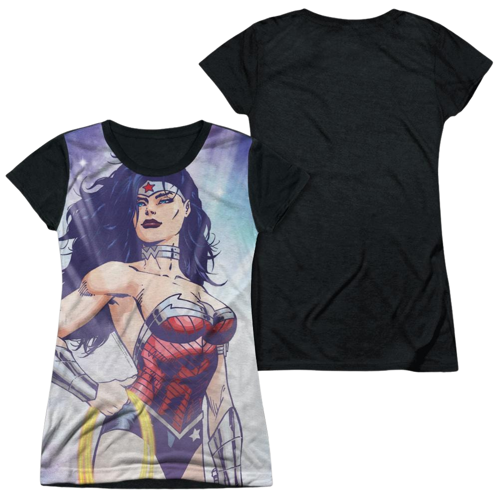 Justice League Warrior Goddess Juniors Black Back T-Shirt Juniors Black Back T-Shirt Wonder Woman   