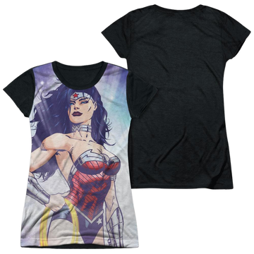 Wonder Woman Justice League Warrior Goddess juniors black back t-shirt