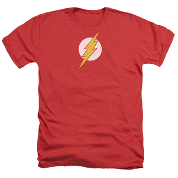 Red men's heather t-shirt with The Flash Rough Flash graphic