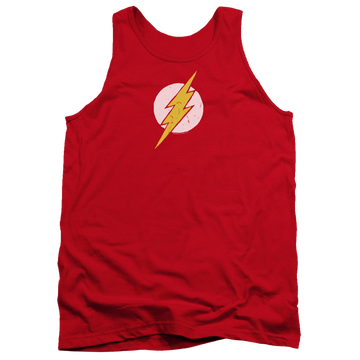 Red men's tank with The Flash Rough Flash graphic
