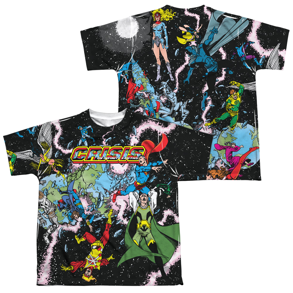 Justice League Crisis Variant (Front/Back Print) - Youth All-Over Print T-Shirt Youth All-Over Print T-Shirt (Ages 8-12) Justice League   