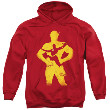 Red pullover hoodie with Flash Knockout graphic