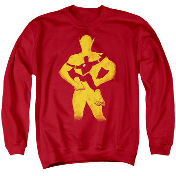 Red men's crewneck sweatshirt with Flash Knockout graphic