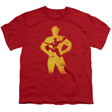Red youth t-shirt for ages 8 to 12 with Flash Knockout graphic