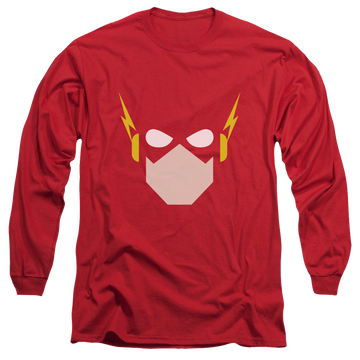 Red men's long sleeve t-shirt with Flash Head graphic
