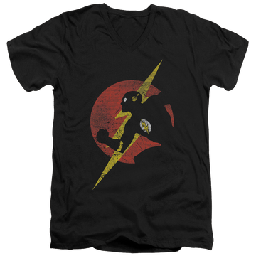 Black men's v-neck t-shirt with Flash Symbol Knockout graphic