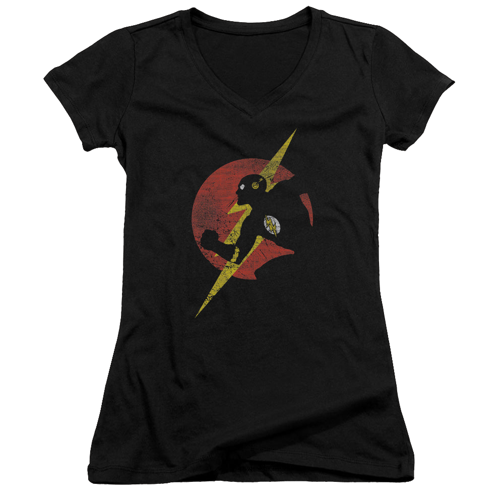 Flash, The Flash Symbol Knockout - Juniors V-Neck T-Shirt Juniors V-Neck T-Shirt The Flash   