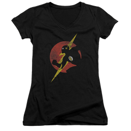 Flash, The Flash Symbol Knockout - Juniors V-Neck T-Shirt Juniors V-Neck T-Shirt The Flash   