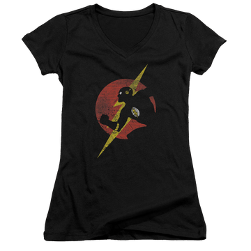 Flash, The Flash Symbol Knockout - Juniors V-Neck T-Shirt Juniors V-Neck T-Shirt The Flash   
