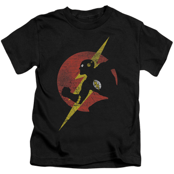 Black kid's t-shirt for ages 4 to 7 with Flash Symbol Knockout graphic