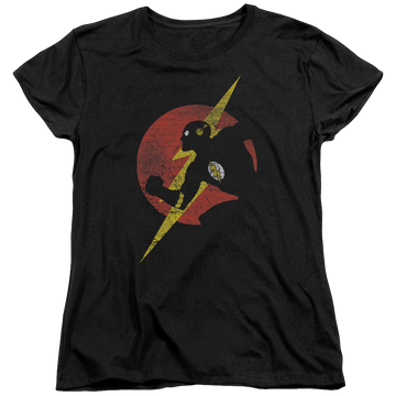 Black women's t-shirt with Flash Symbol Knockout graphic