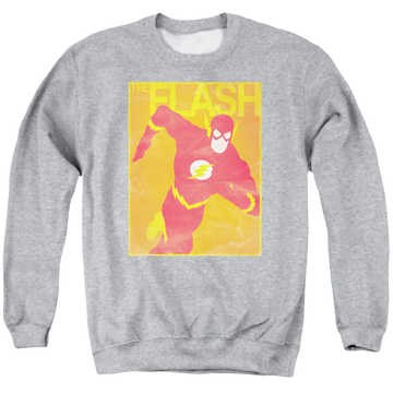 Athletic heather men's crewneck sweatshirt with The Flash Simple Flash Poster graphic