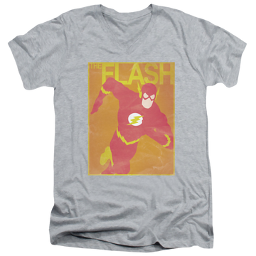 Athletic heather men's v-neck t-shirt with The Flash Simple Flash Poster graphic