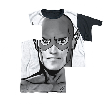 The Flash Bw Flash Head youth black back t-shirt for ages 8 to 12