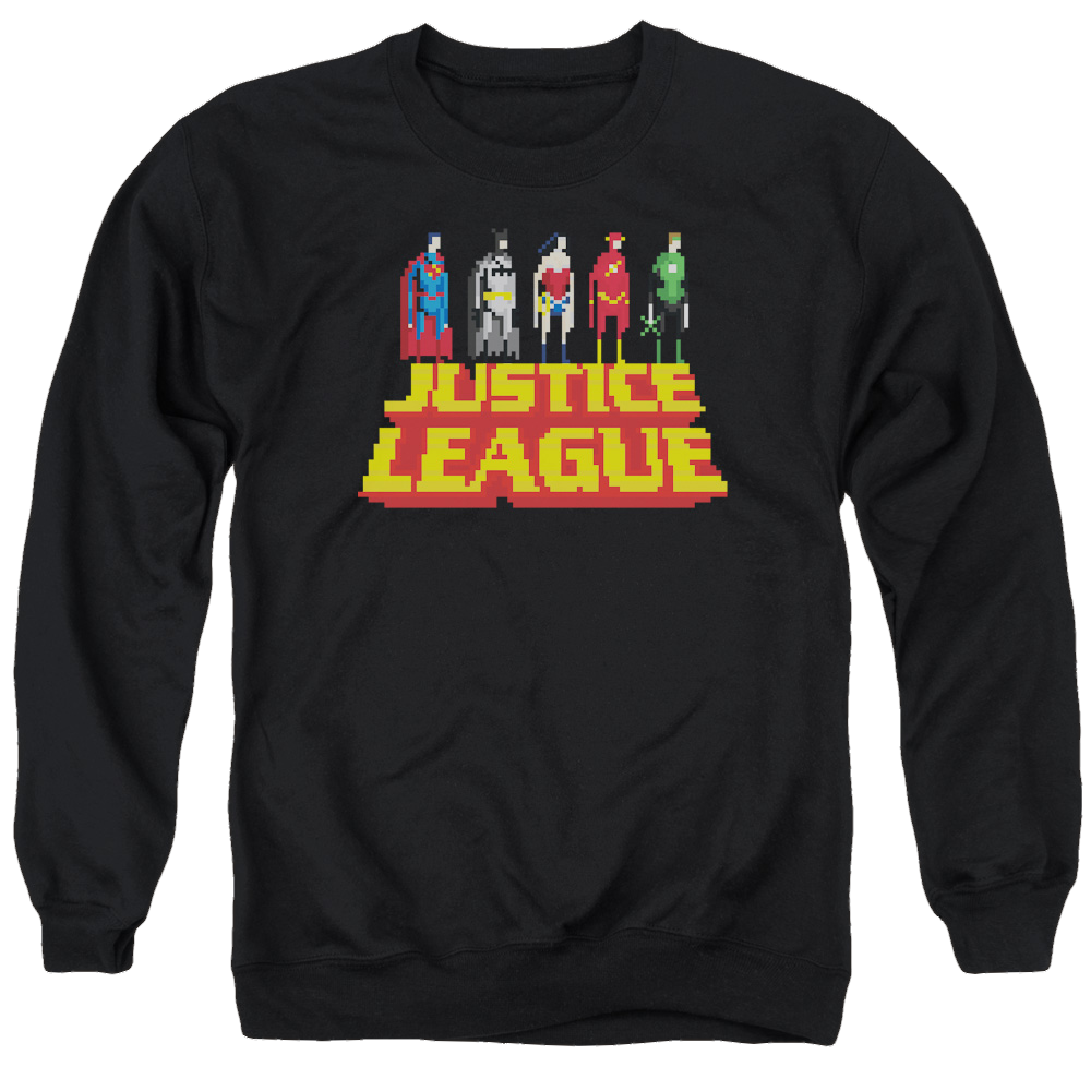Justice League Standing Above Men's Crewneck Sweatshirt Men's Crewneck Sweatshirt Justice League   