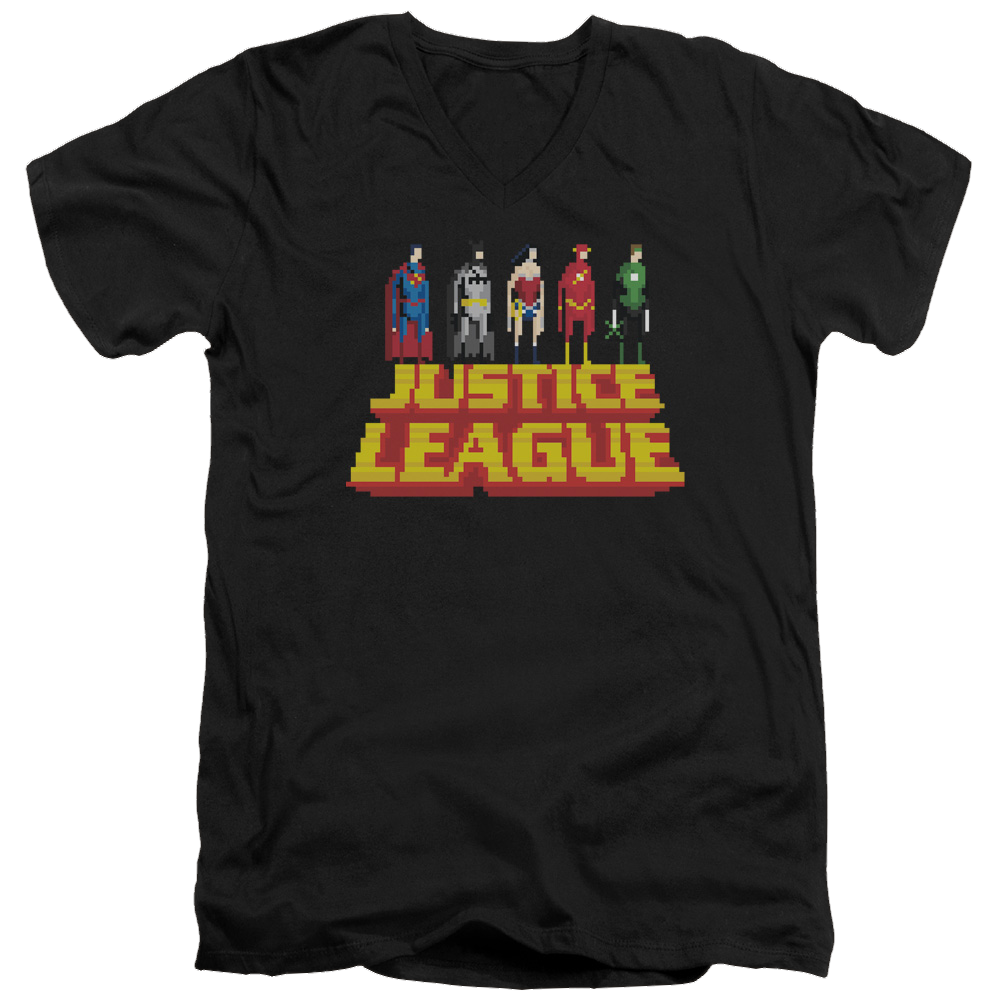 Justice League Standing Above Men's V-Neck T-Shirt Men's V-Neck T-Shirt Justice League   