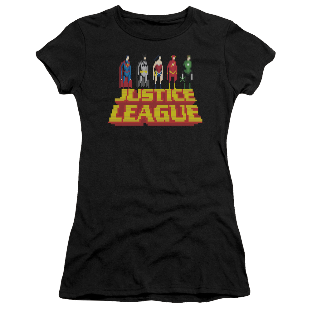 Justice League Standing Above Juniors T-Shirt Juniors T-Shirt Justice League   