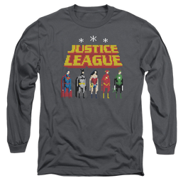 Justice League Standing Below Men's Long Sleeve T-Shirt Men's Long Sleeve T-Shirt Justice League   