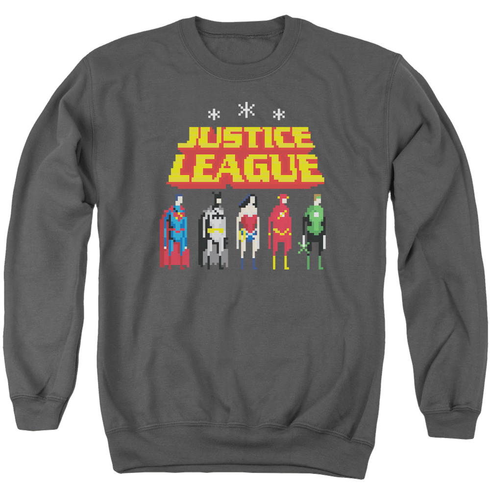 Justice League Standing Below Men's Crewneck Sweatshirt Men's Crewneck Sweatshirt Justice League   