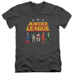 Justice League Standing Below Men's V-Neck T-Shirt Men's V-Neck T-Shirt Justice League   