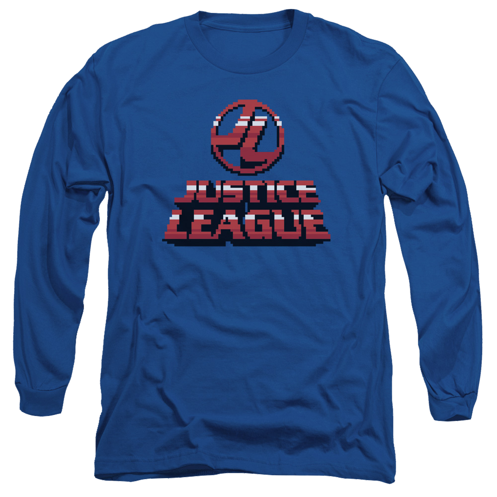 Justice League 8 Bit Jla Men's Long Sleeve T-Shirt Men's Long Sleeve T-Shirt Justice League   
