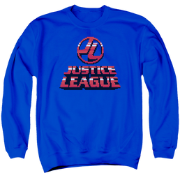 Justice League 8 Bit Jla Men's Crewneck Sweatshirt Men's Crewneck Sweatshirt Justice League   