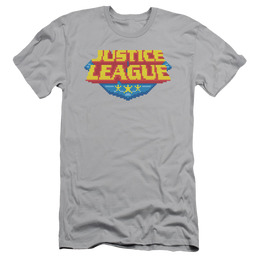 Justice League 8 Bit Logo Men's Slim Fit T-Shirt Men's Slim Fit T-Shirt Justice League   