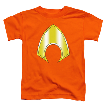 Orange toddler t-shirt with Aquaman Logo graphic