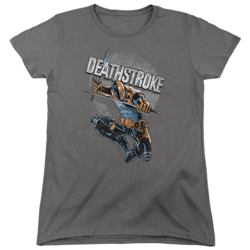 Charcoal women's t-shirt with Deathstroke Retro graphic