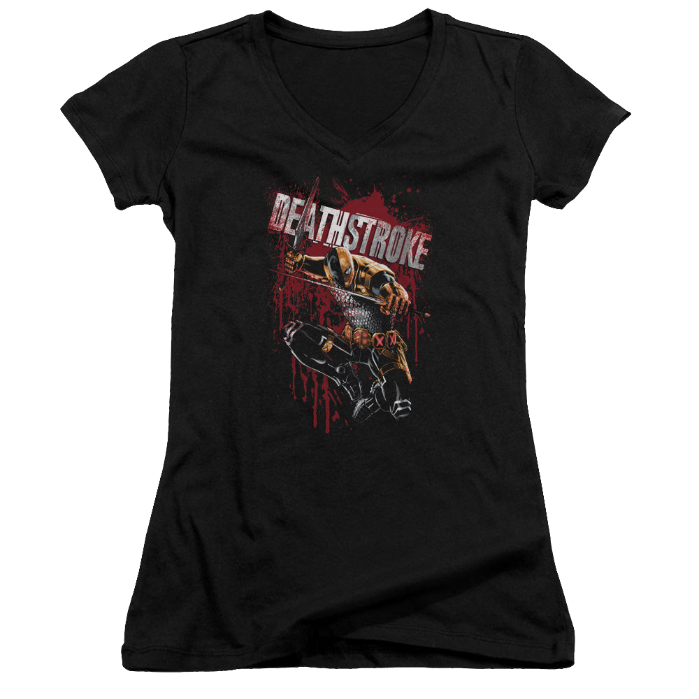 Deathstroke Blood Splattered - Juniors V-Neck T-Shirt Juniors V-Neck T-Shirt Deathstroke   