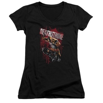 Deathstroke Blood Splattered - Juniors V-Neck T-Shirt Juniors V-Neck T-Shirt Deathstroke   