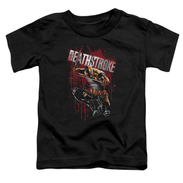 Black toddler t-shirt with Deathstroke Blood Splattered graphic
