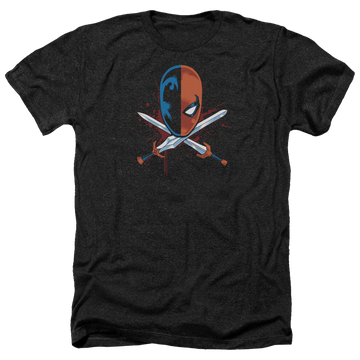 Charcoal men's heather t-shirt with Deathstroke Crossed Swords graphic