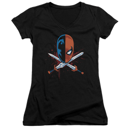 Deathstroke Crossed Swords - Juniors V-Neck T-Shirt Juniors V-Neck T-Shirt Deathstroke   