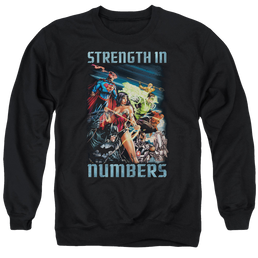 Justice League Strength In Number Men's Crewneck Sweatshirt Men's Crewneck Sweatshirt Justice League   