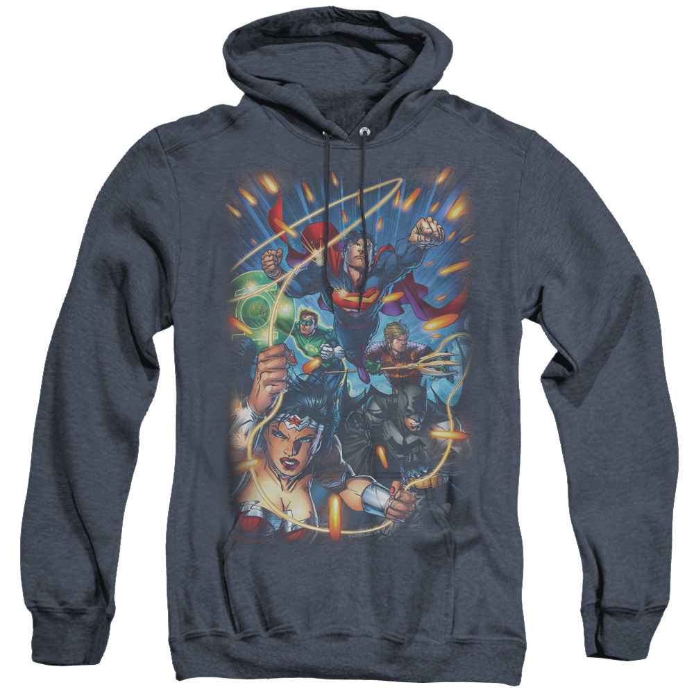 Justice League Under Attack - Heather Pullover Hoodie Heather Pullover Hoodie Justice League   