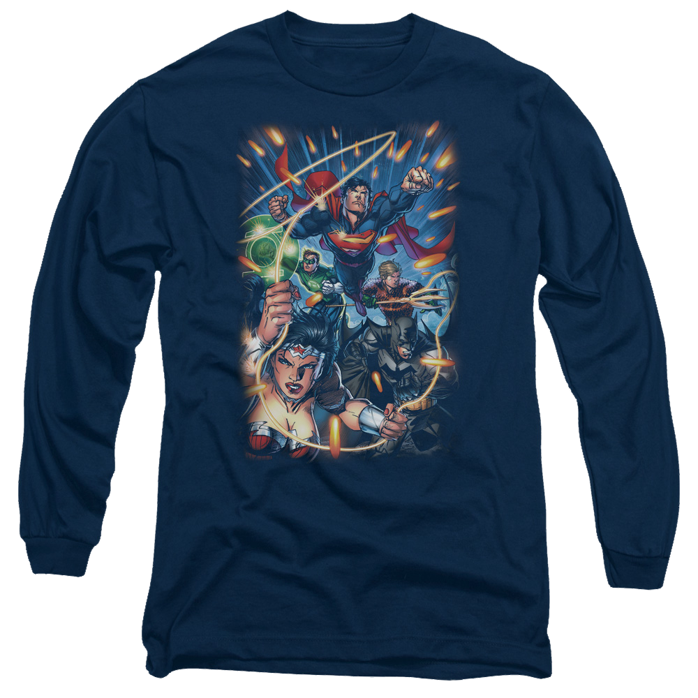 Justice League Under Attack Men's Long Sleeve T-Shirt Men's Long Sleeve T-Shirt Justice League   