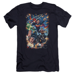 Justice League Under Attack Men's Premium Slim Fit T-Shirt Men's Premium Slim Fit T-Shirt Justice League   