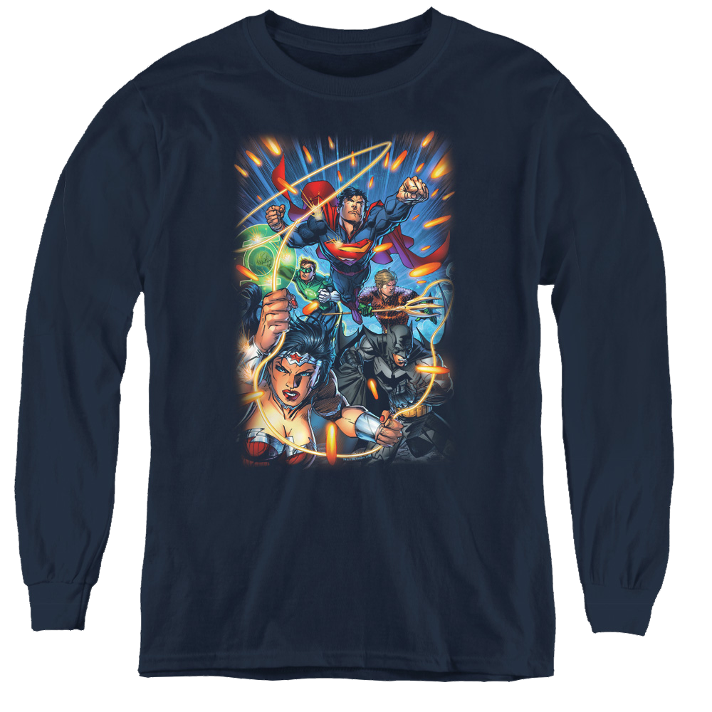 Justice League Under Attack - Youth Long Sleeve T-Shirt Youth Long Sleeve T-Shirt Justice League   