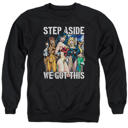 Justice League Heroines Men's Crewneck Sweatshirt Men's Crewneck Sweatshirt Justice League   